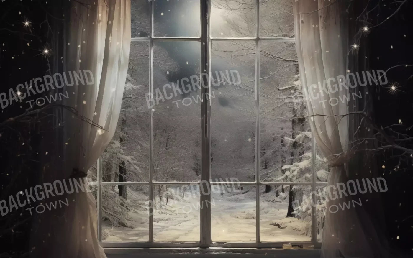Winter Window 1 Horizontal 8X5 Ultracloth ( 96 X 60 Inch ) Backdrop