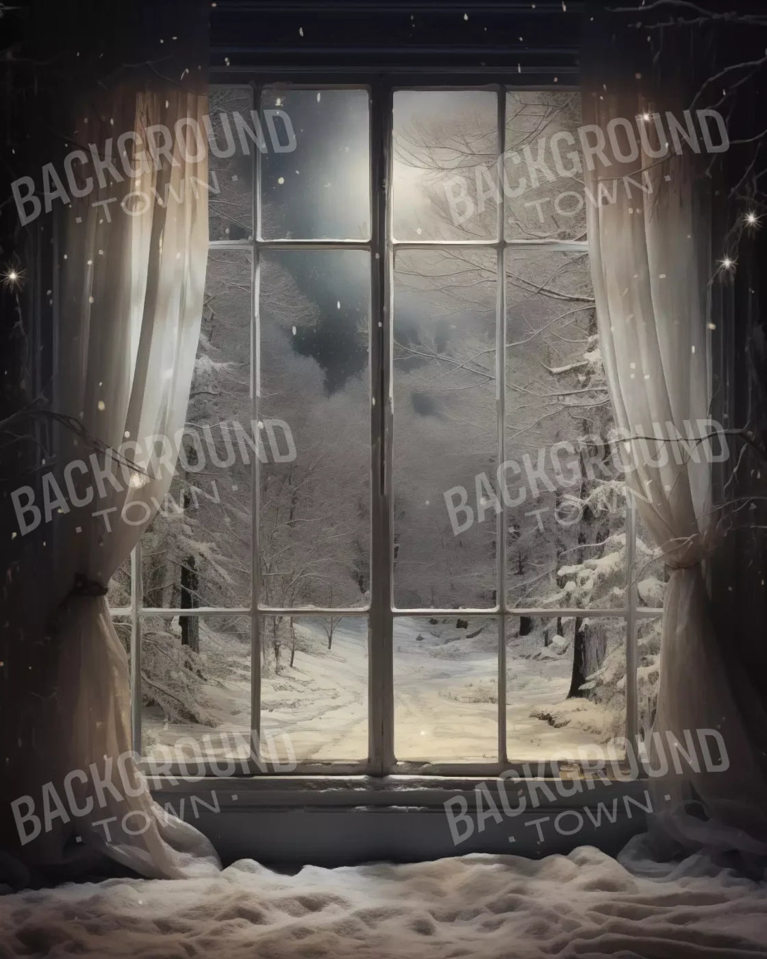 Winter Window 1 Vertical 8X10 Fleece ( 96 X 120 Inch ) Backdrop