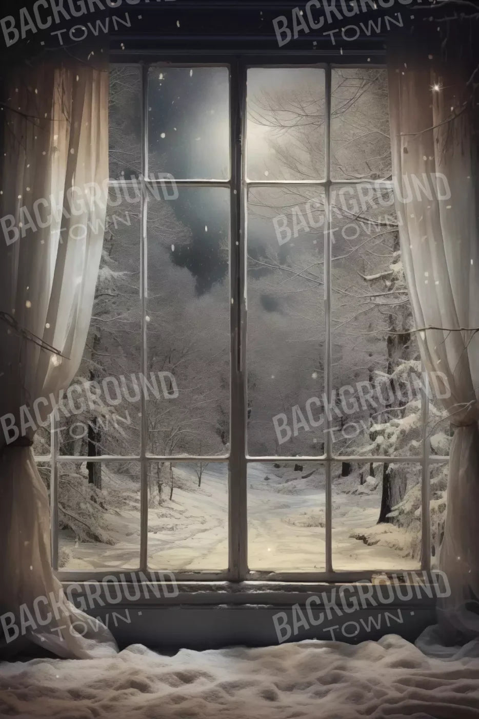 Winter Window 1 Vertical 8X12 Ultracloth ( 96 X 144 Inch ) Backdrop