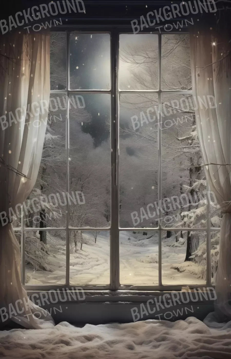 Winter Window 1 Vertical 9X14 Ultracloth ( 108 X 168 Inch ) Backdrop