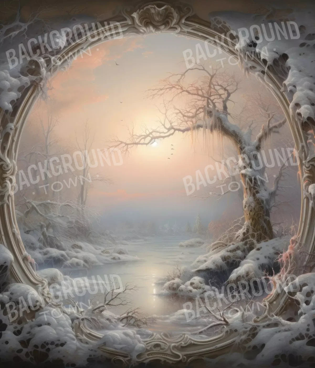 Winter Wonderland Scene 10X12 Ultracloth ( 120 X 144 Inch ) Backdrop