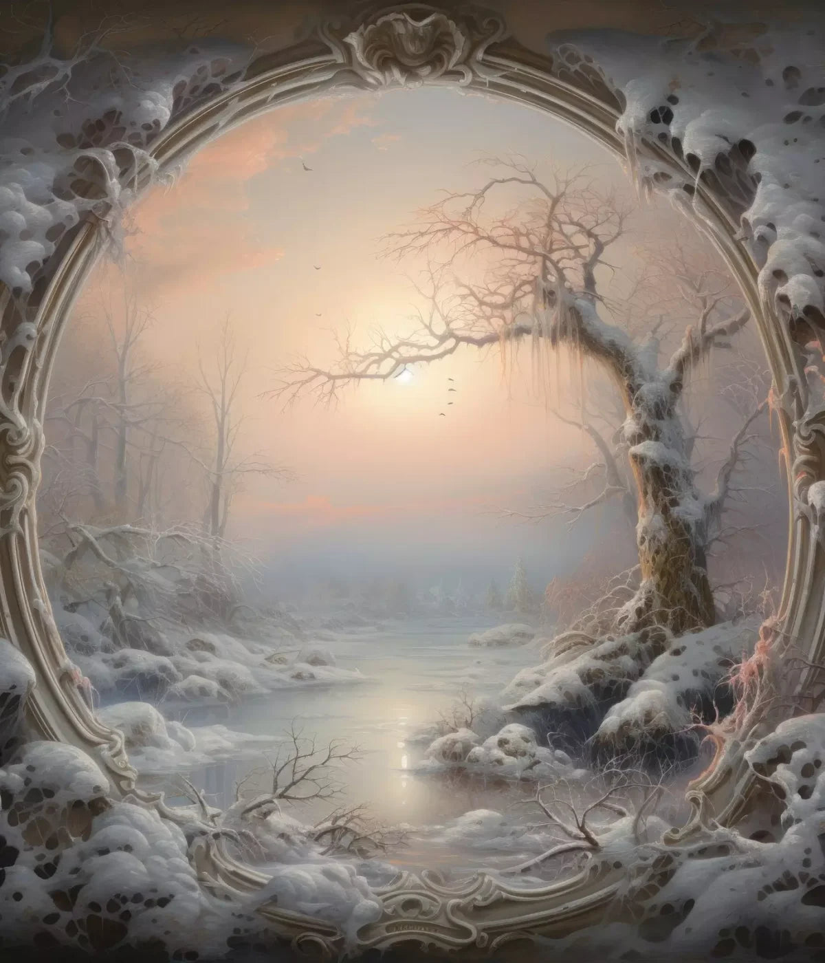 Winter Wonderland Scene 10X12 Ultracloth ( 120 X 144 Inch ) Backdrop