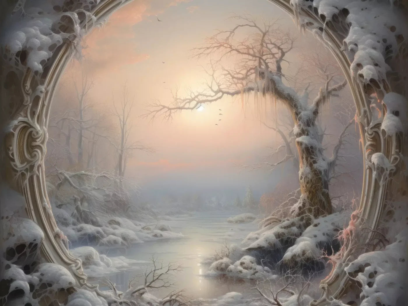 Winter Wonderland Scene 10X8 Fleece ( 120 X 96 Inch ) Backdrop