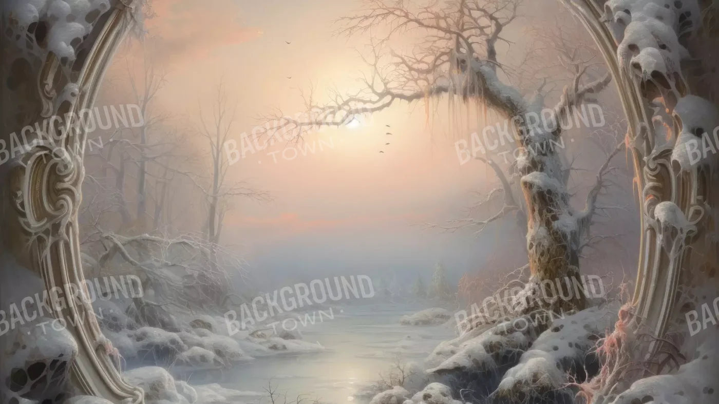 Winter Wonderland Scene 14X8 Ultracloth ( 168 X 96 Inch ) Backdrop