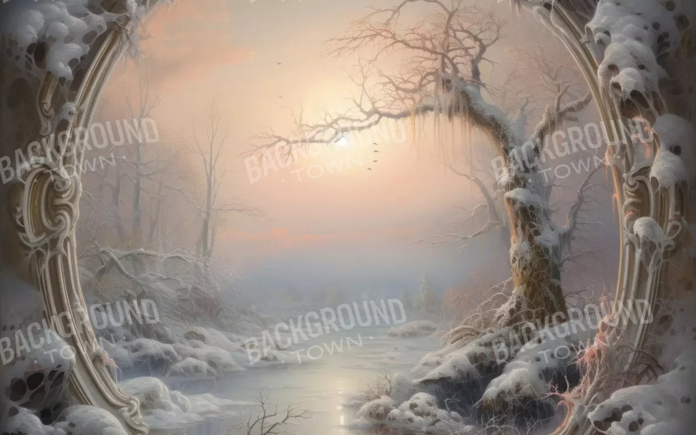 Winter Wonderland Scene 14X9 Ultracloth ( 168 X 108 Inch ) Backdrop