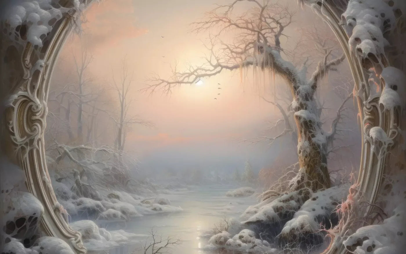 Winter Wonderland Scene 14X9 Ultracloth ( 168 X 108 Inch ) Backdrop