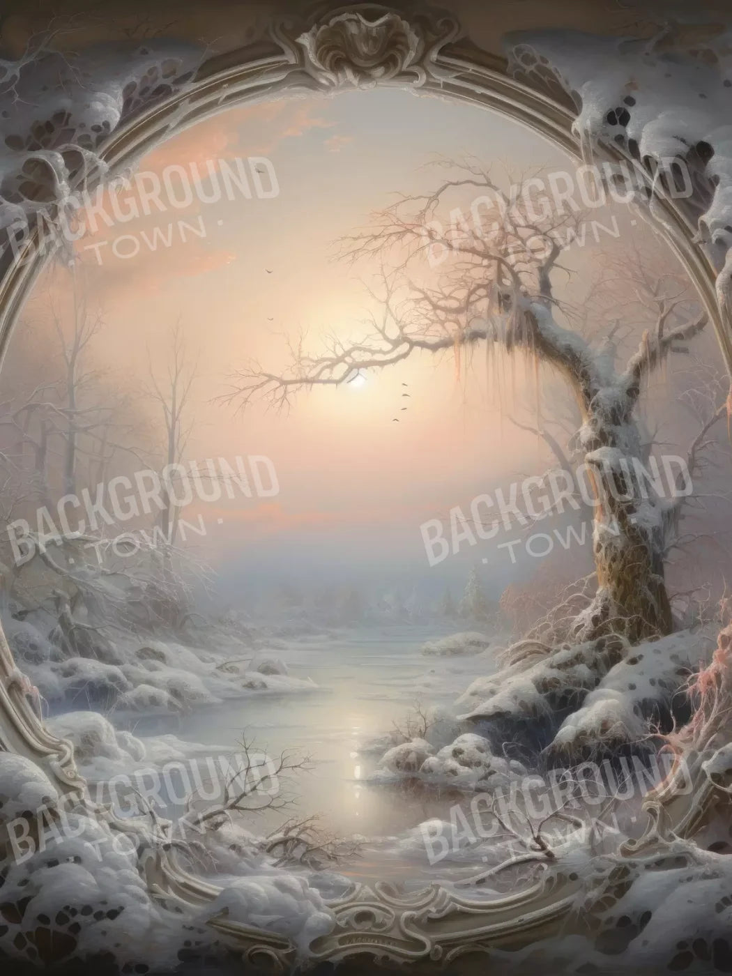 Winter Wonderland Scene 5X68 Fleece ( 60 X 80 Inch ) Backdrop