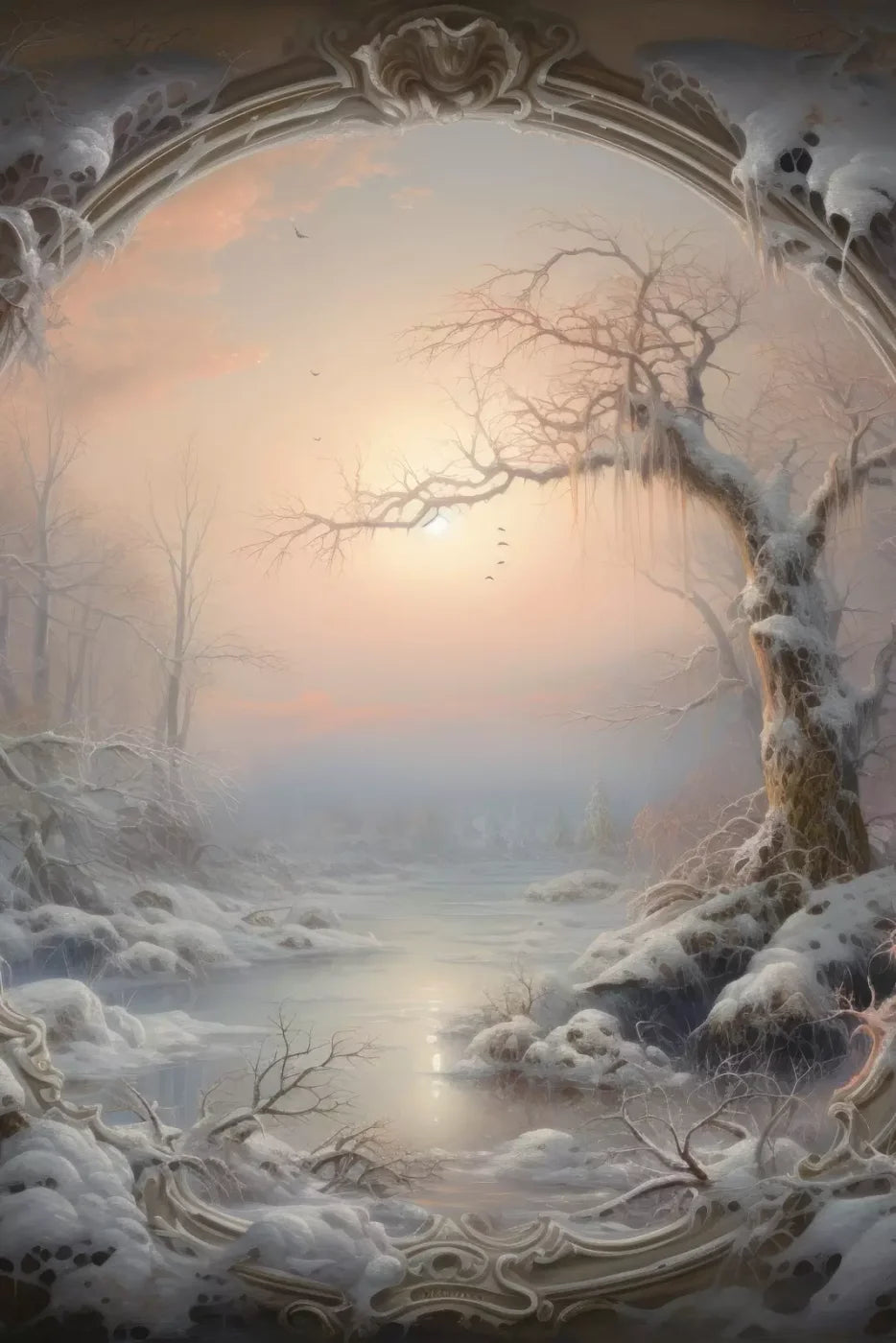 Winter Wonderland Scene 5X8 Ultracloth ( 60 X 96 Inch ) Backdrop