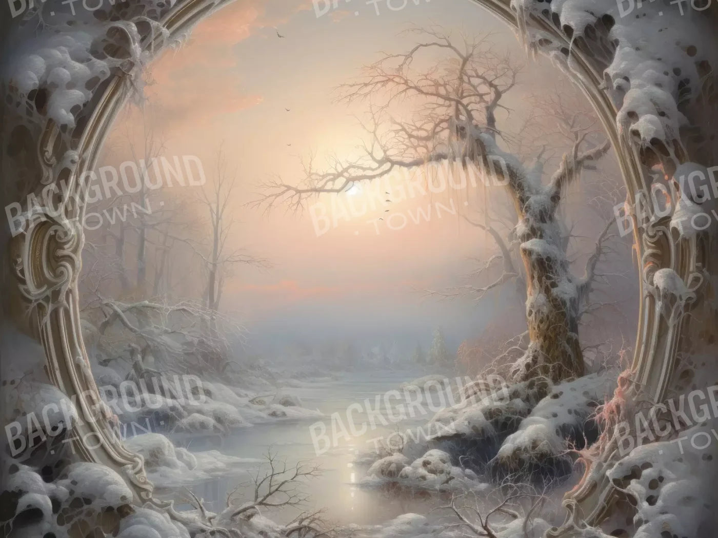 Winter Wonderland Scene 68X5 Fleece ( 80 X 60 Inch ) Backdrop