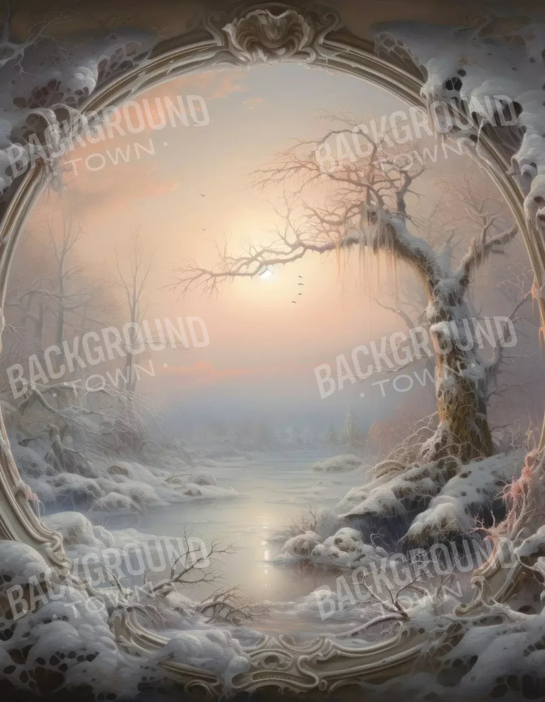 Winter Wonderland Scene 6X8 Fleece ( 72 X 96 Inch ) Backdrop