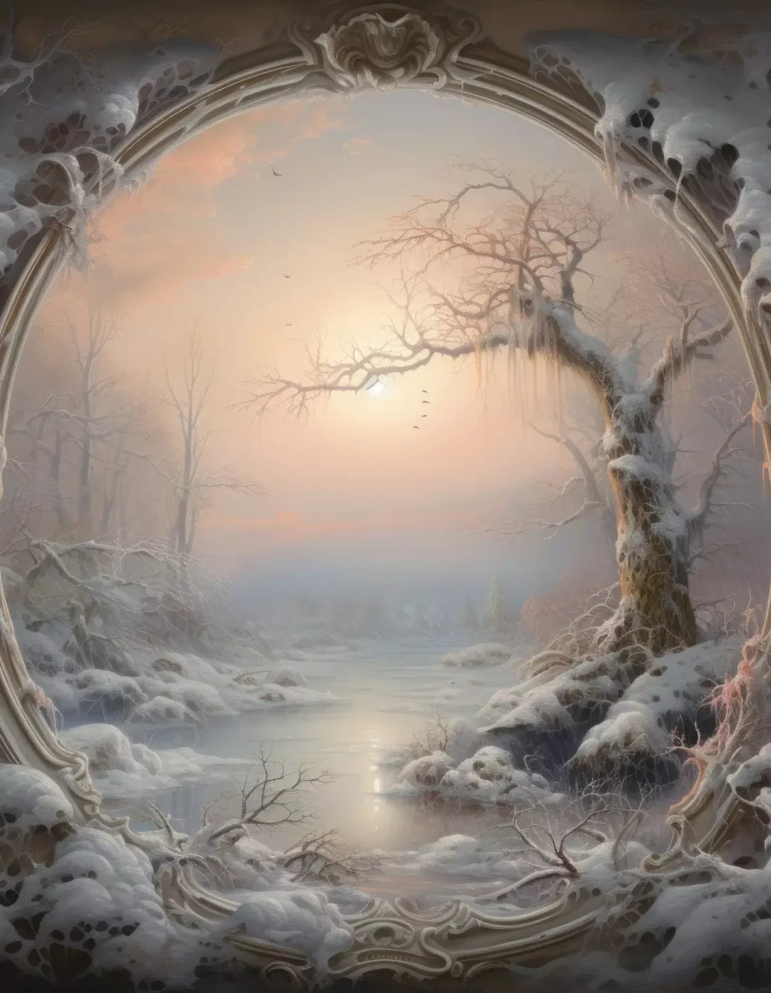 Winter Wonderland Scene 6X8 Fleece ( 72 X 96 Inch ) Backdrop