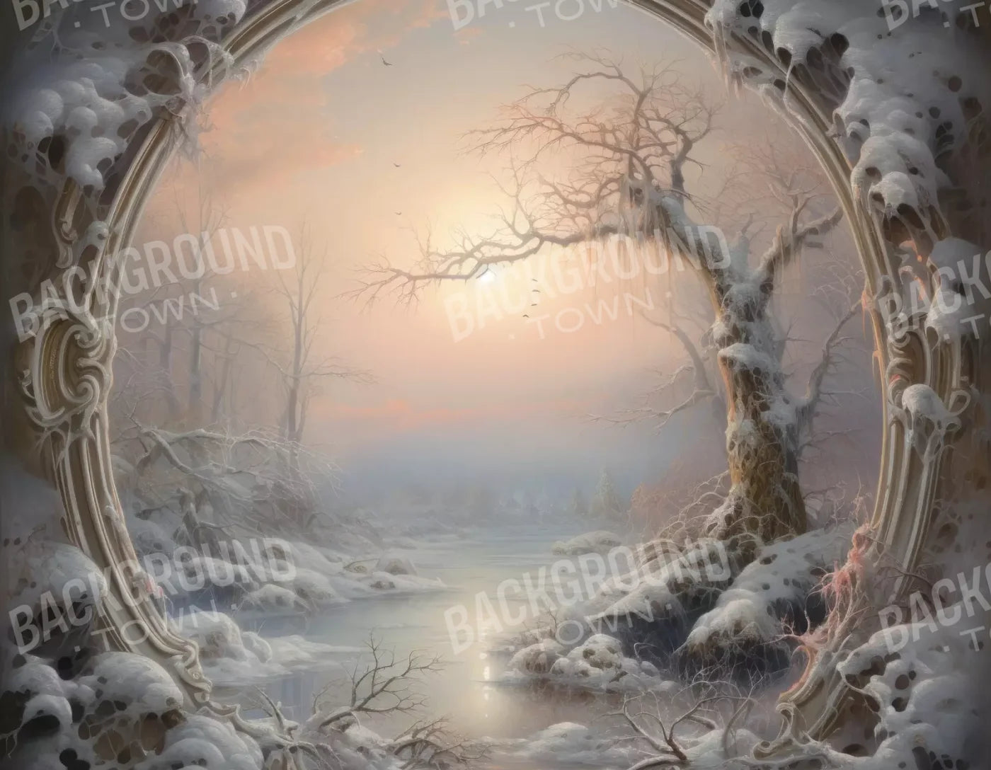 Winter Wonderland Scene 8X6 Fleece ( 96 X 72 Inch ) Backdrop