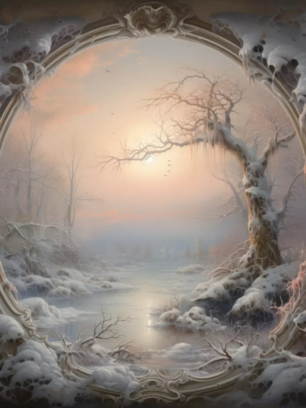 Winter Wonderland Scene 8X10 Fleece ( 96 X 120 Inch ) Backdrop