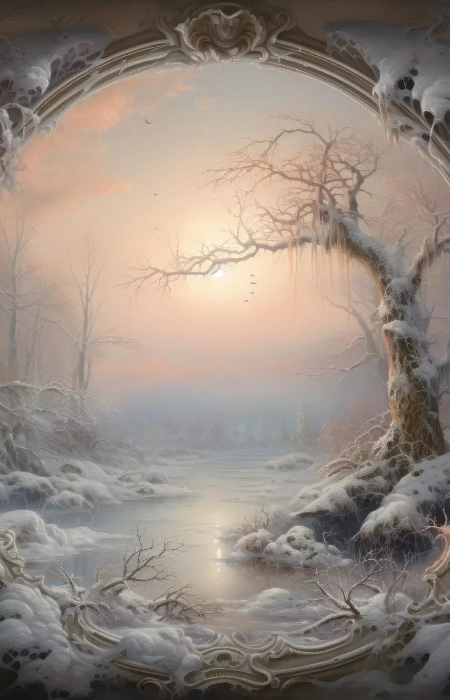 Winter Wonderland Scene 8X12 Ultracloth ( 96 X 144 Inch ) Backdrop