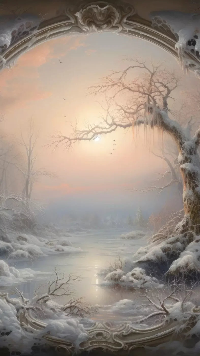 Winter Wonderland Scene 8X14 Ultracloth ( 96 X 168 Inch ) Backdrop