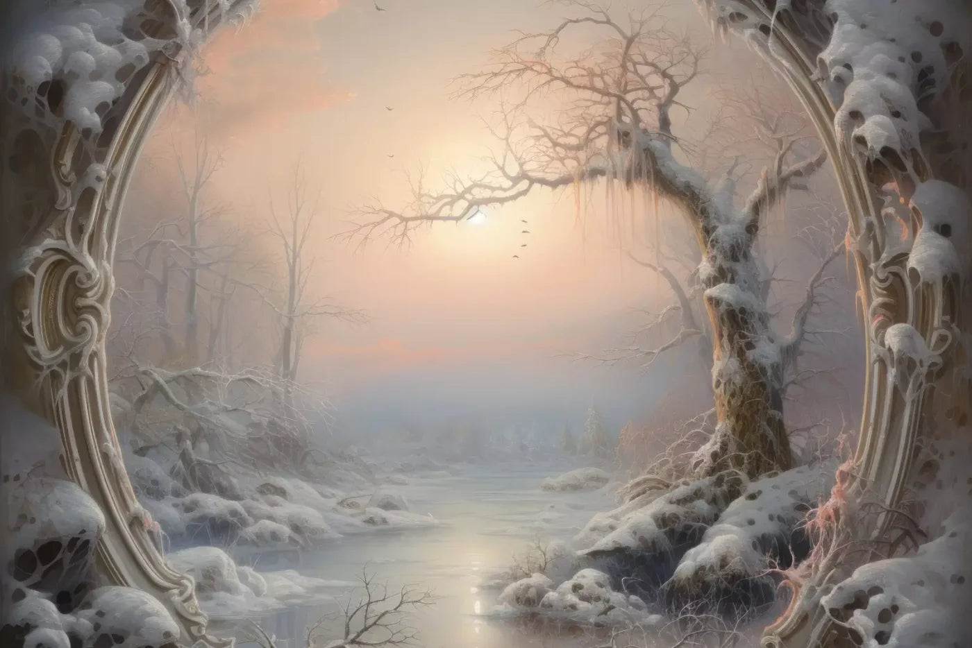 Winter Wonderland Scene 8X5 Ultracloth ( 96 X 60 Inch ) Backdrop