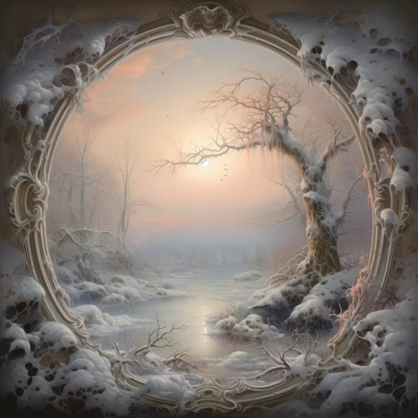 Winter Wonderland Scene 8X8 Fleece ( 96 X Inch ) Backdrop