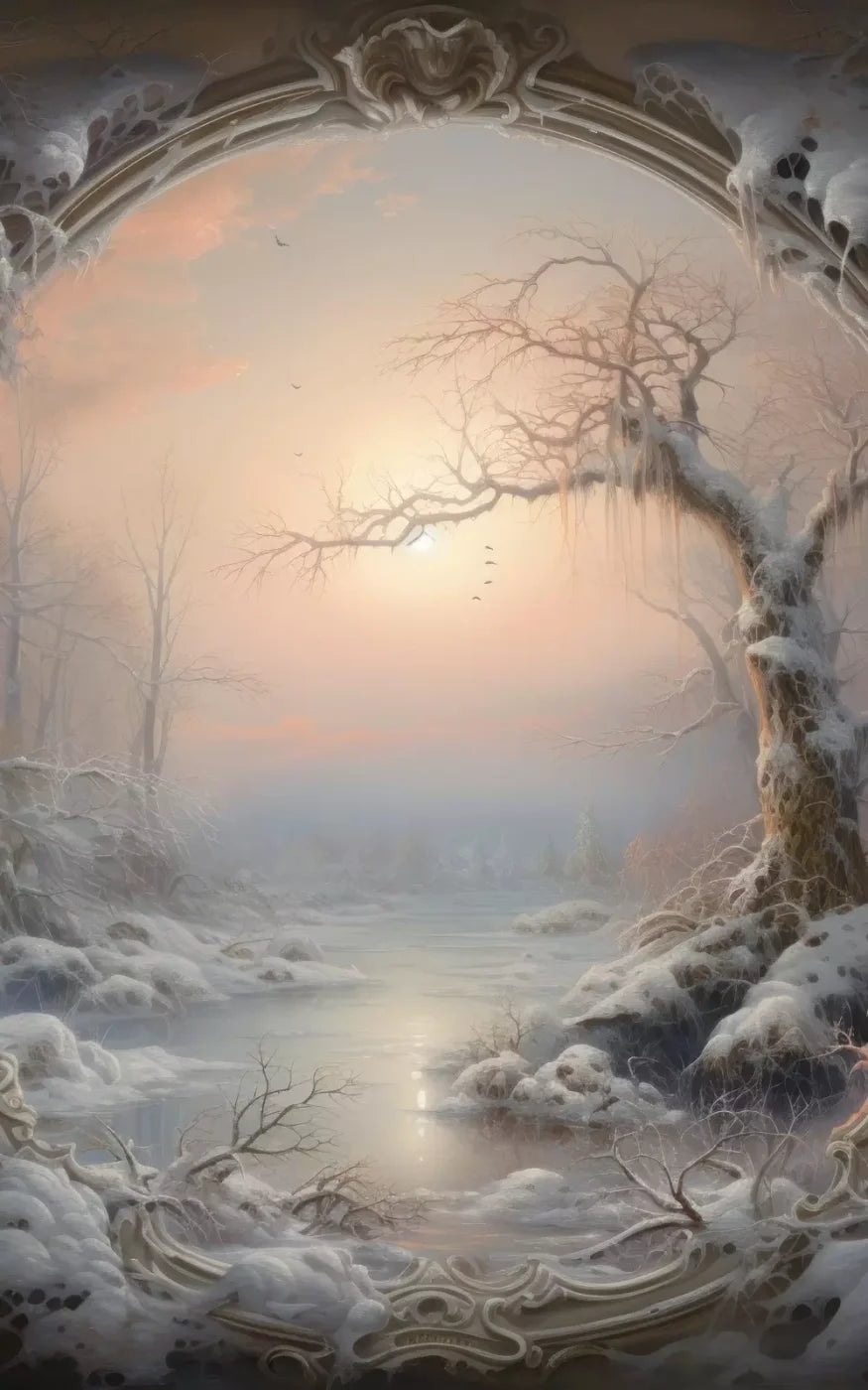 Winter Wonderland Scene 9X14 Ultracloth ( 108 X 168 Inch ) Backdrop