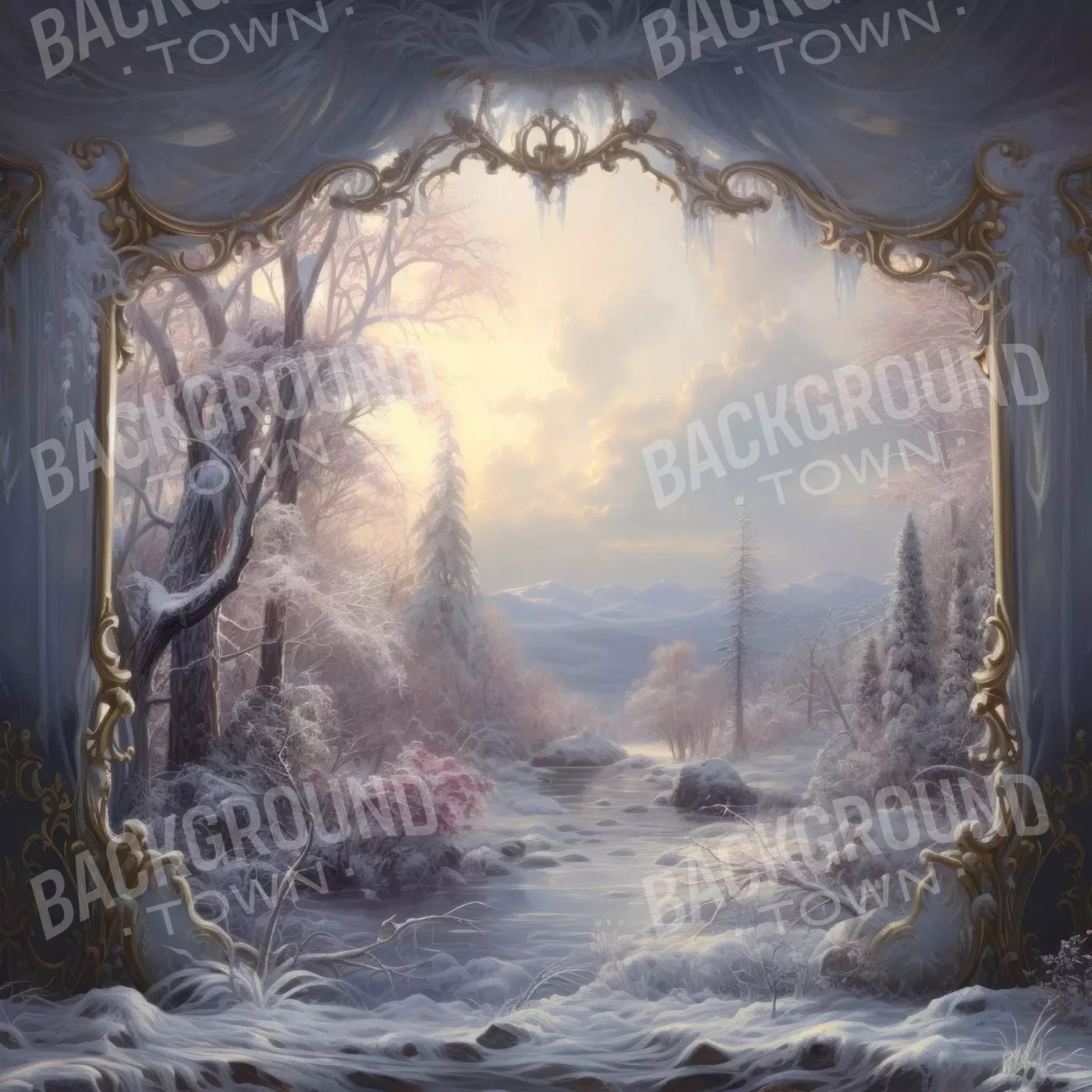 Winter Wonderland View 10X10 Ultracloth ( 120 X Inch ) Backdrop