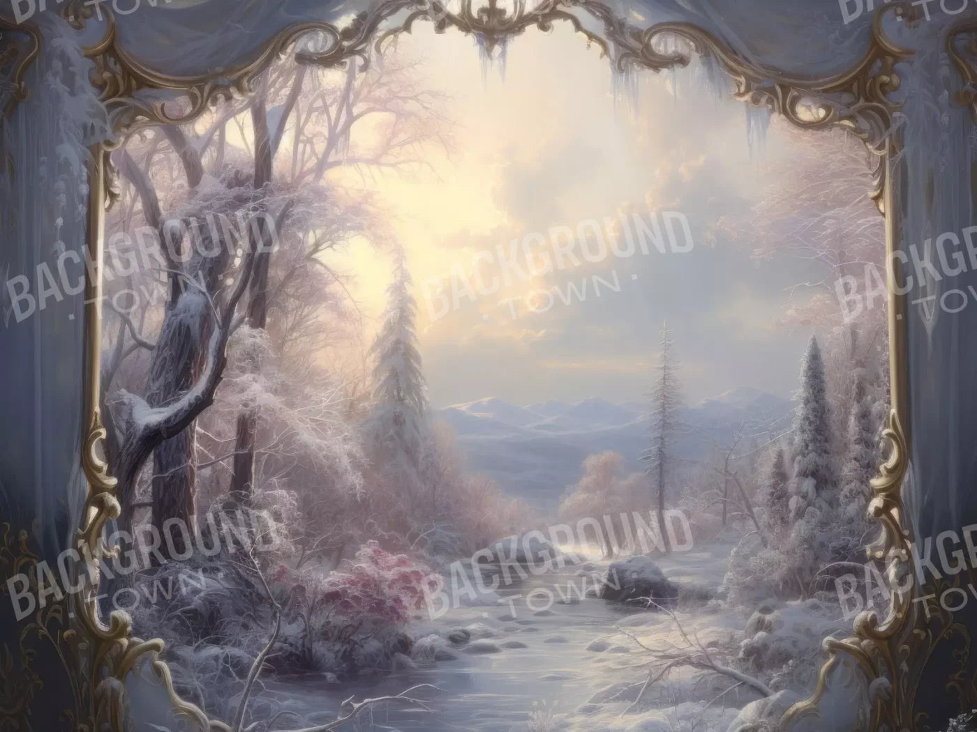 Winter Wonderland View 10X8 Fleece ( 120 X 96 Inch ) Backdrop