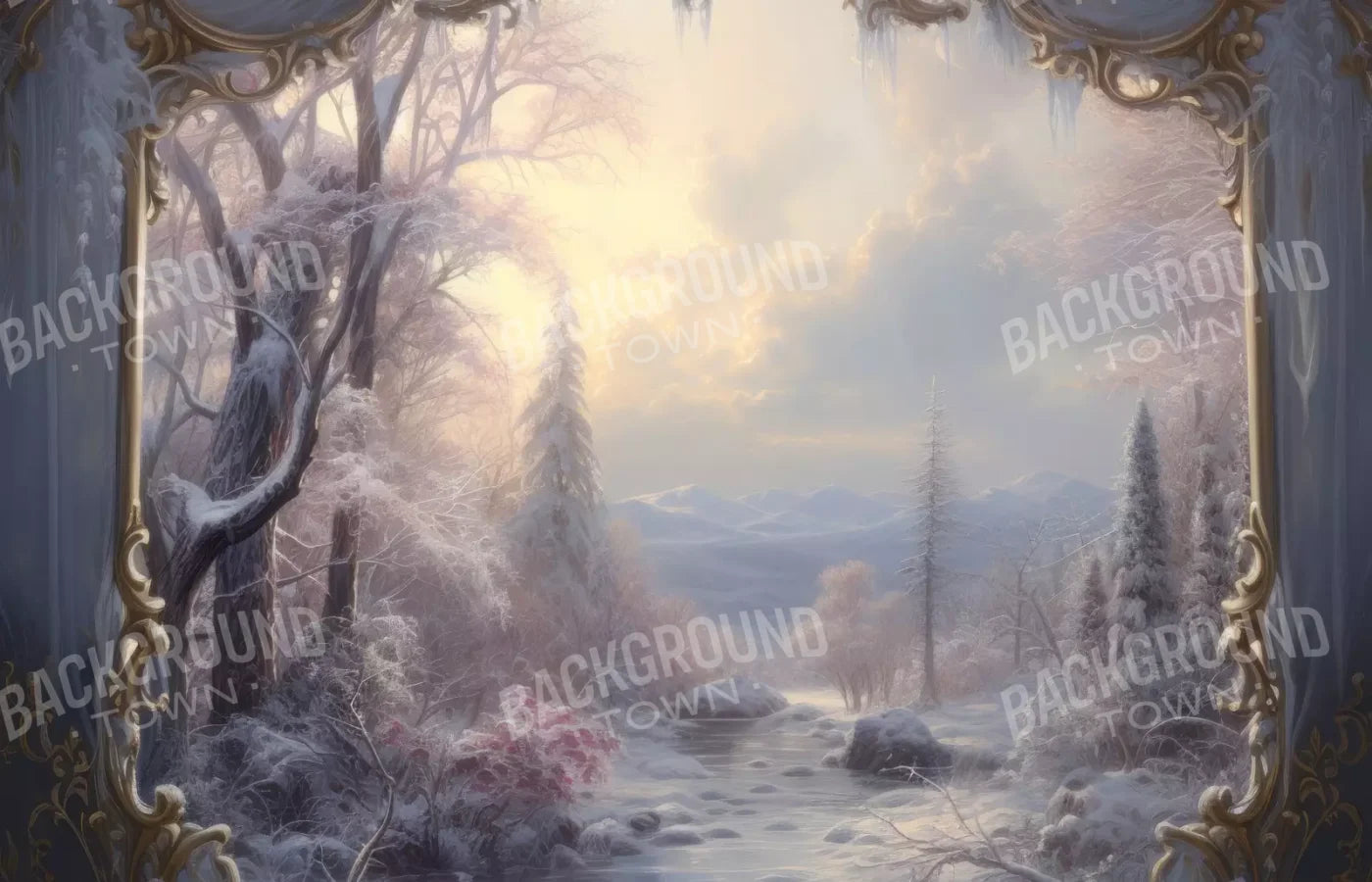 Winter Wonderland View 12X8 Ultracloth ( 144 X 96 Inch ) Backdrop