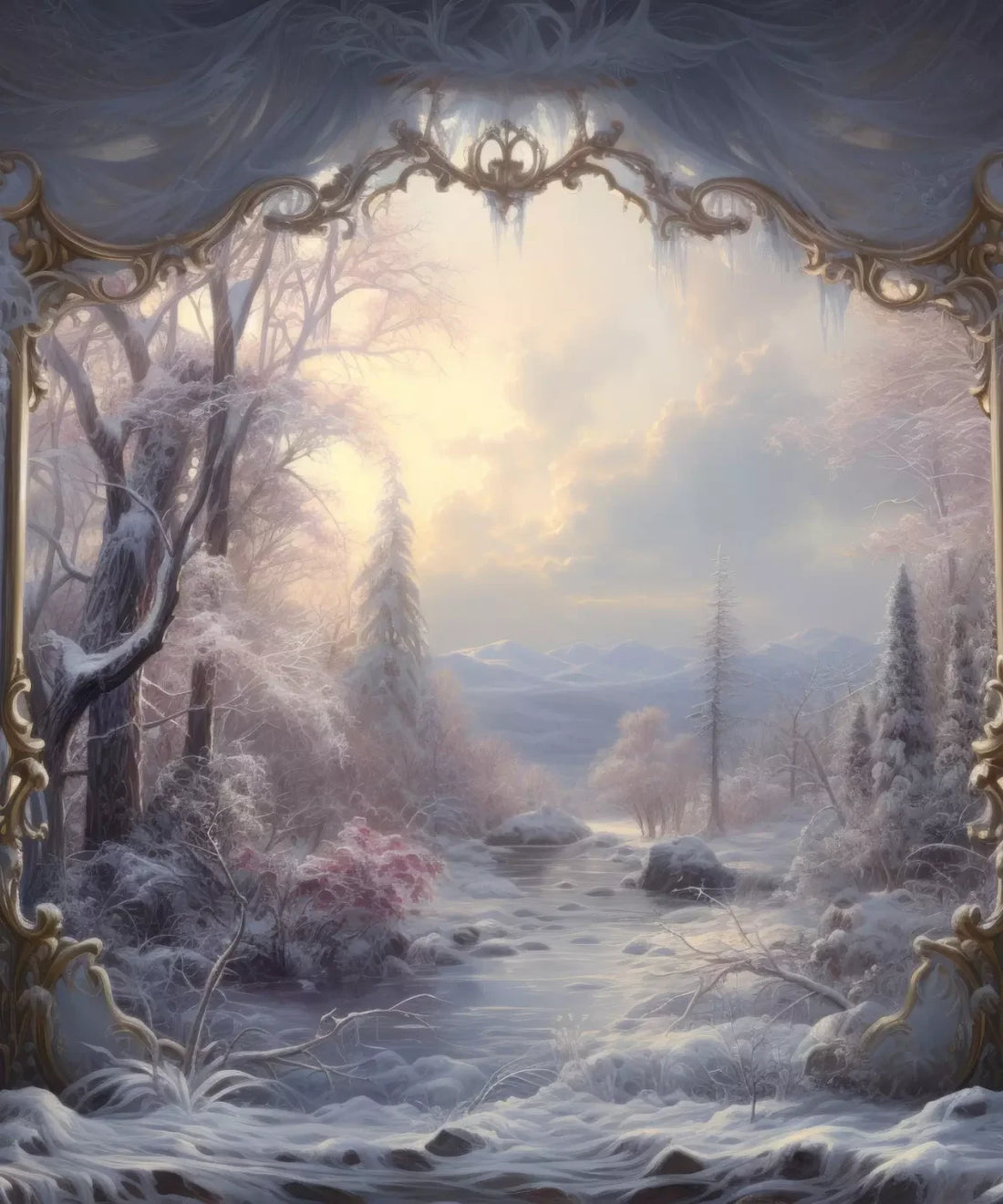 [winter] [trees] [sunrise] [frame] Backdrop for Photography
