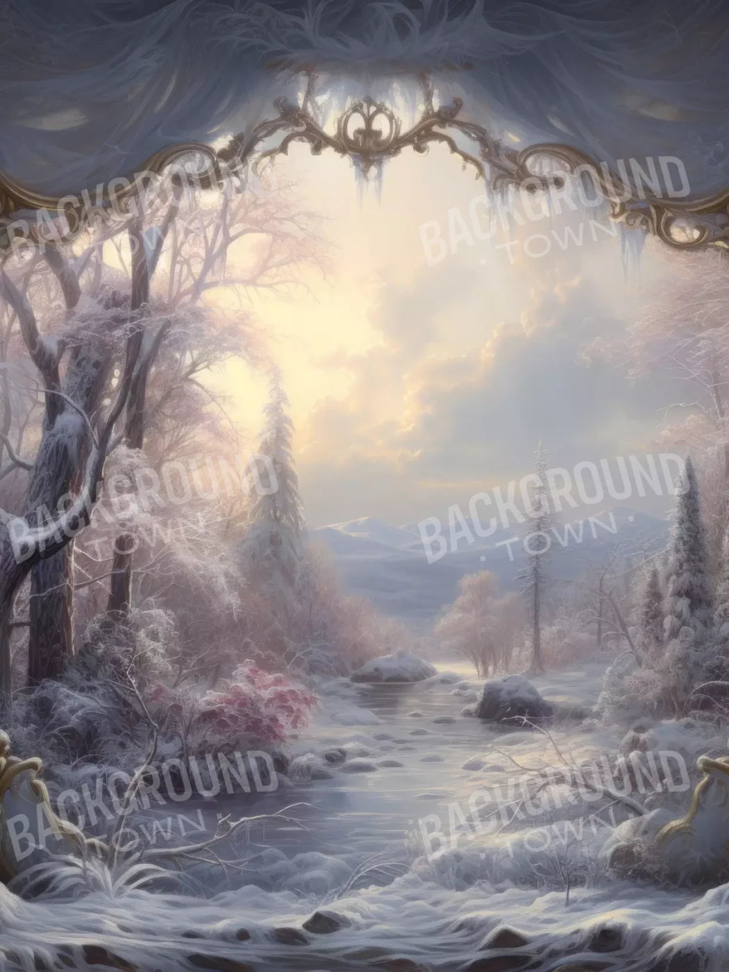 Winter Wonderland View 5X68 Fleece ( 60 X 80 Inch ) Backdrop