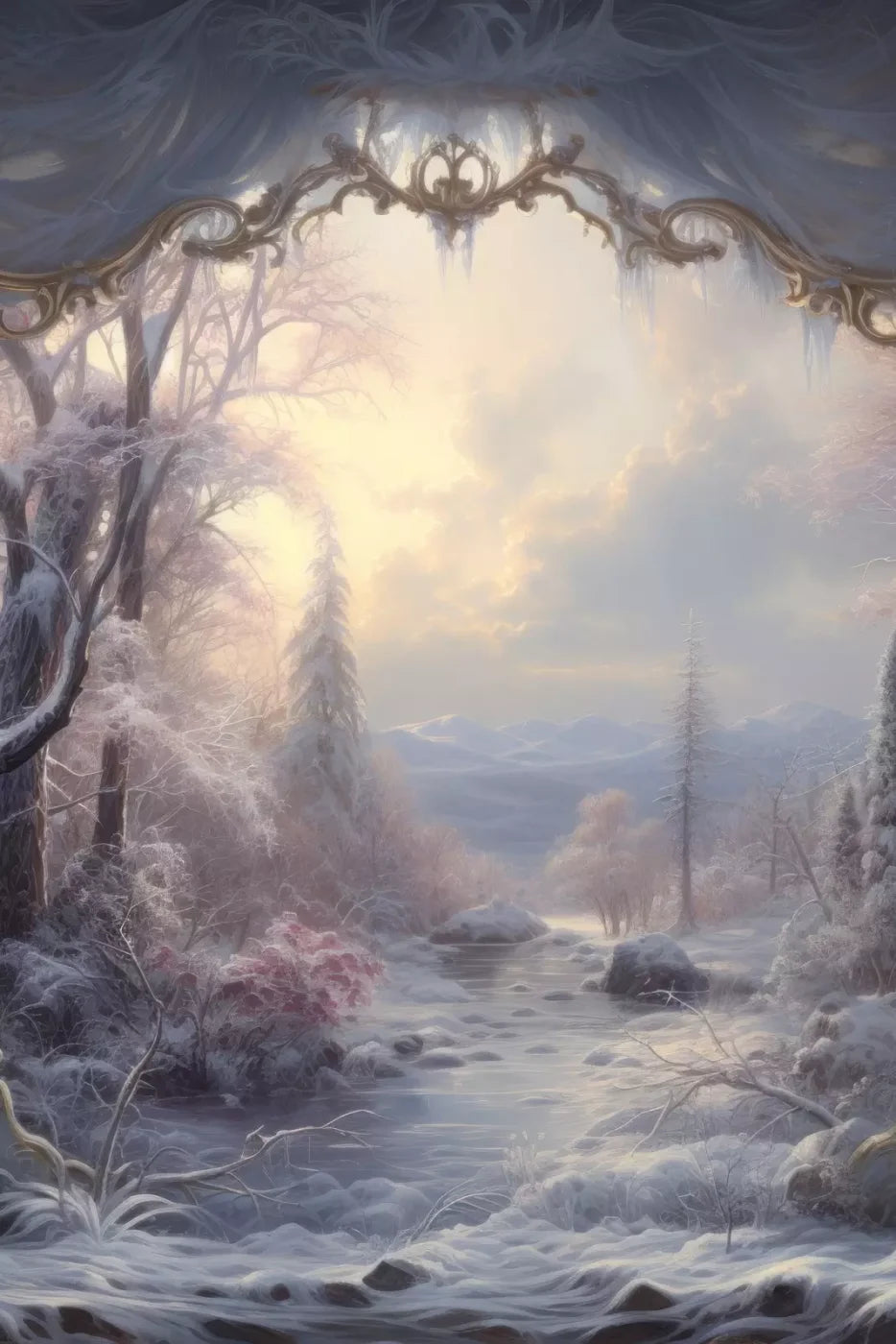 Winter Wonderland View 5X8 Ultracloth ( 60 X 96 Inch ) Backdrop