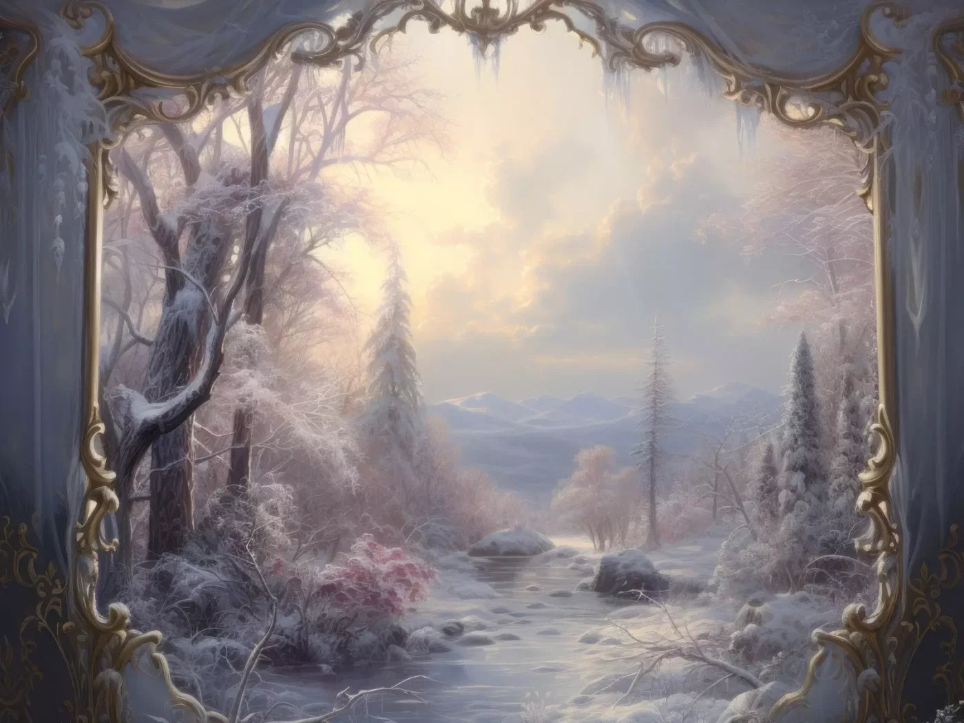 Winter Wonderland View 68X5 Fleece ( 80 X 60 Inch ) Backdrop