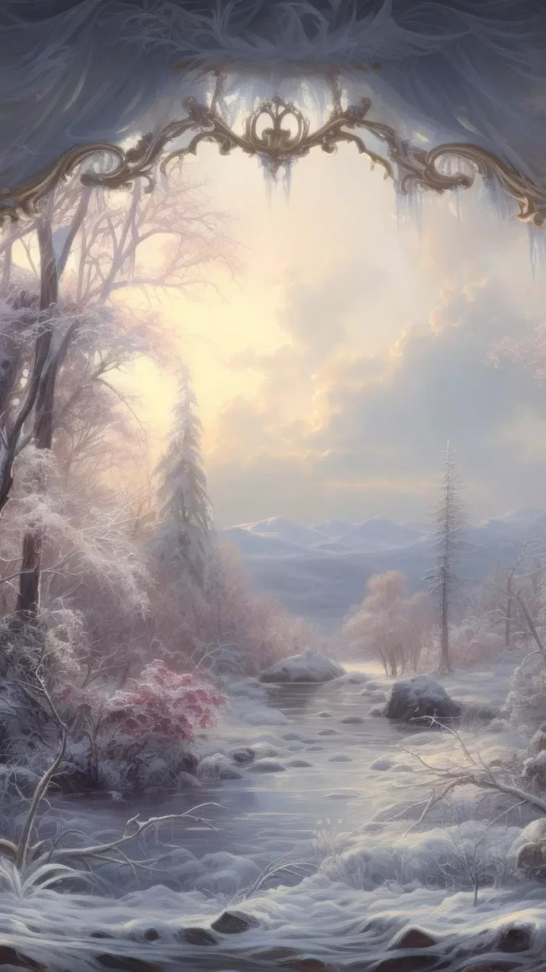 Winter Wonderland View 8X14 Ultracloth ( 96 X 168 Inch ) Backdrop