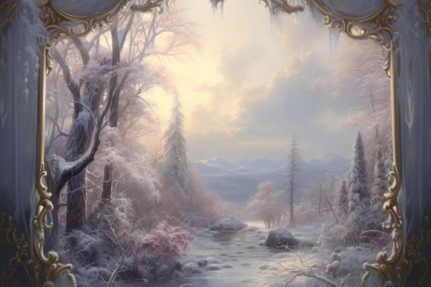 Winter Wonderland View 8X5 Ultracloth ( 96 X 60 Inch ) Backdrop