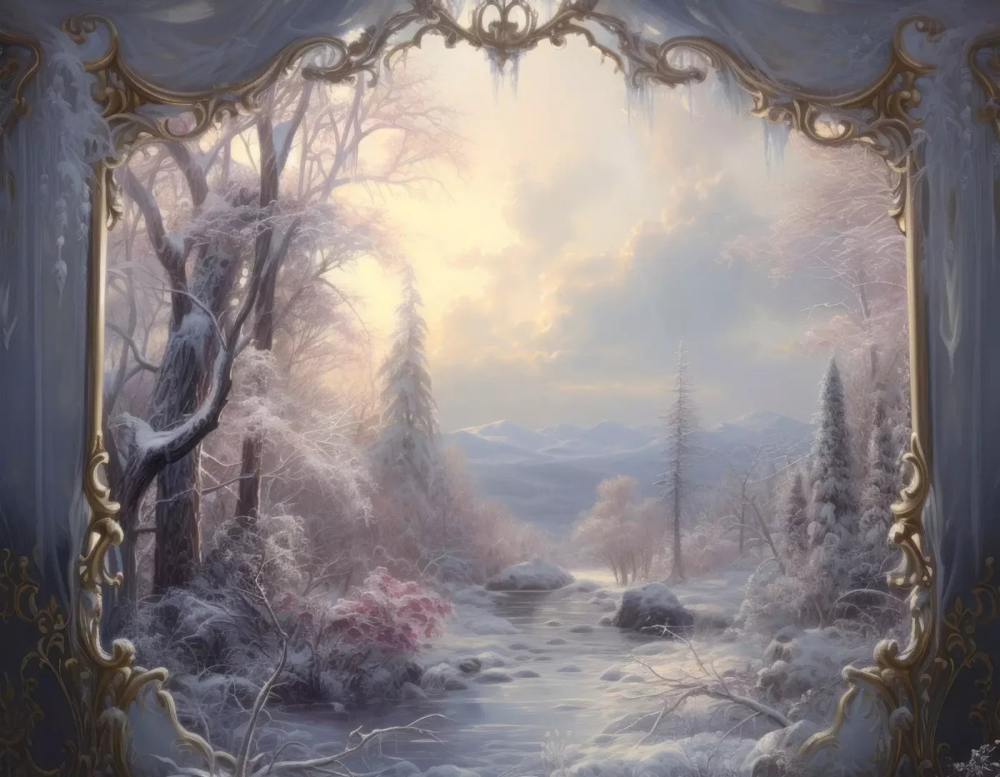 Winter Wonderland View 8X6 Fleece ( 96 X 72 Inch ) Backdrop