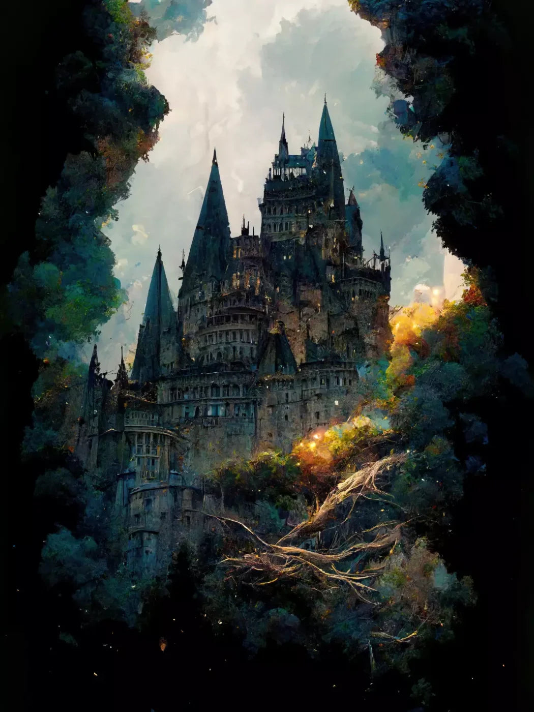 Wizard Castle 5X68 Fleece ( 60 X 80 Inch ) Backdrop