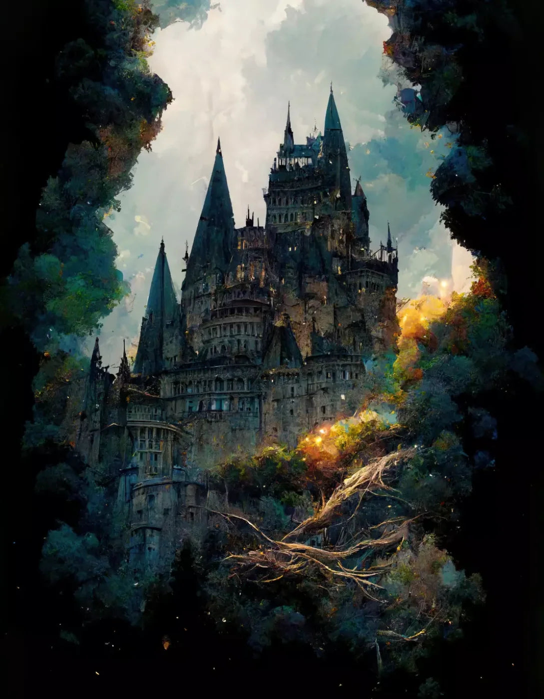 Wizard Castle 6X8 Fleece ( 72 X 96 Inch ) Backdrop