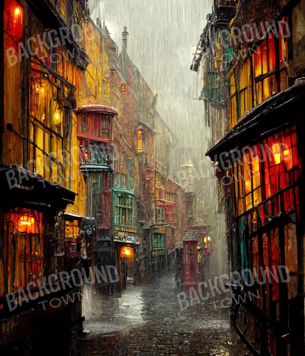 Wizard Rainy Alley 10X12 Ultracloth ( 120 X 144 Inch ) Backdrop