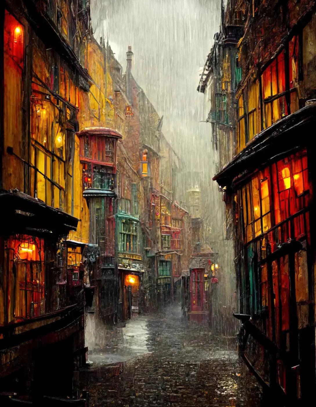 Wizard Rainy Alley 6X8 Fleece ( 72 X 96 Inch ) Backdrop