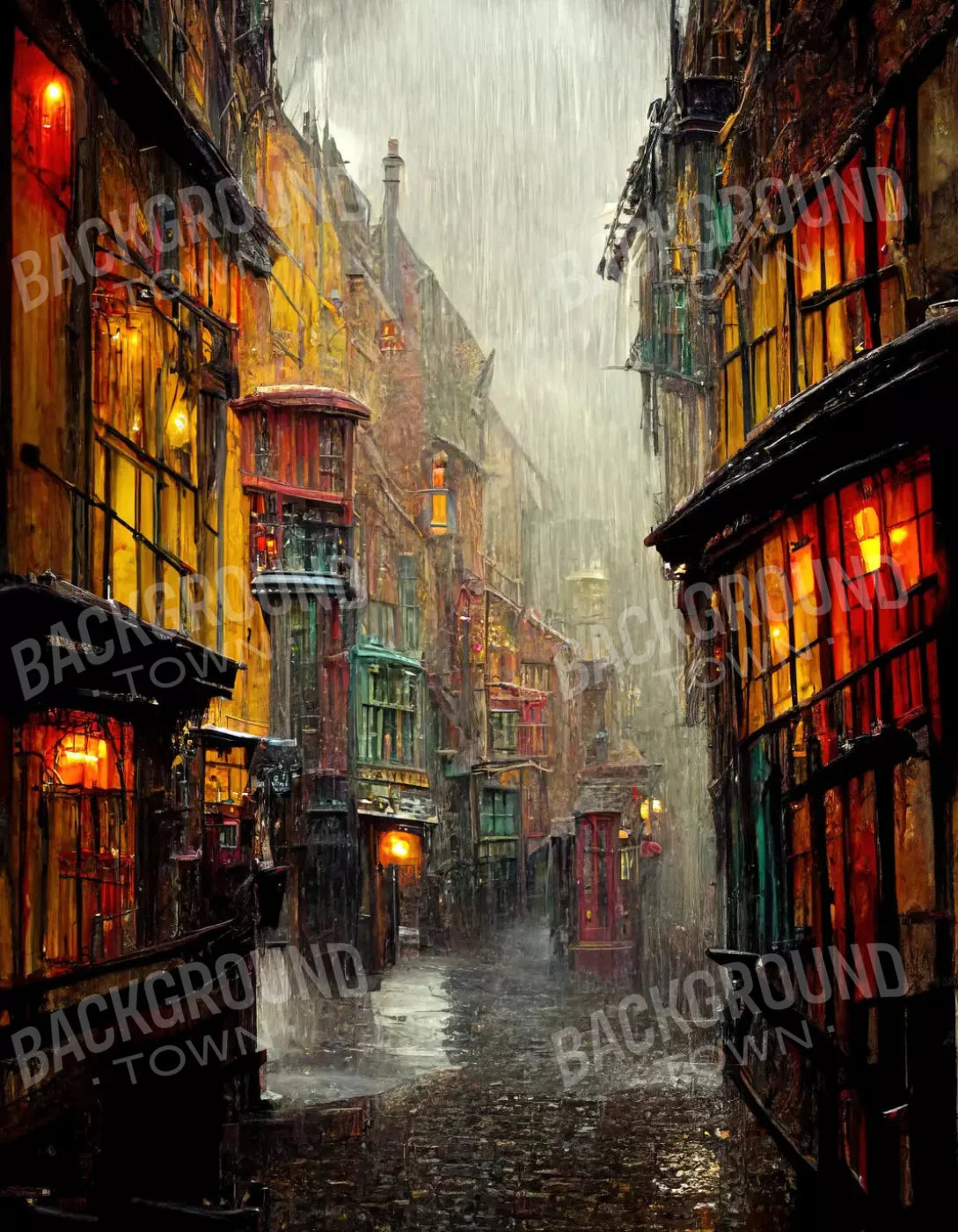 Wizard Rainy Alley 6X8 Fleece ( 72 X 96 Inch ) Backdrop