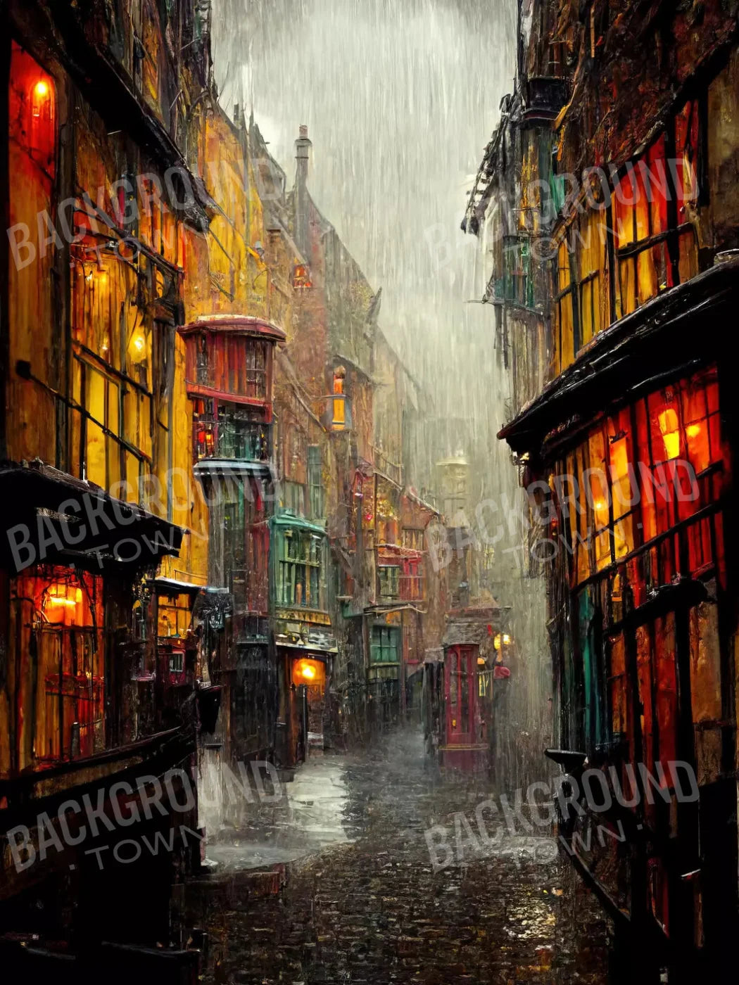 Wizard Rainy Alley 8X10 Fleece ( 96 X 120 Inch ) Backdrop