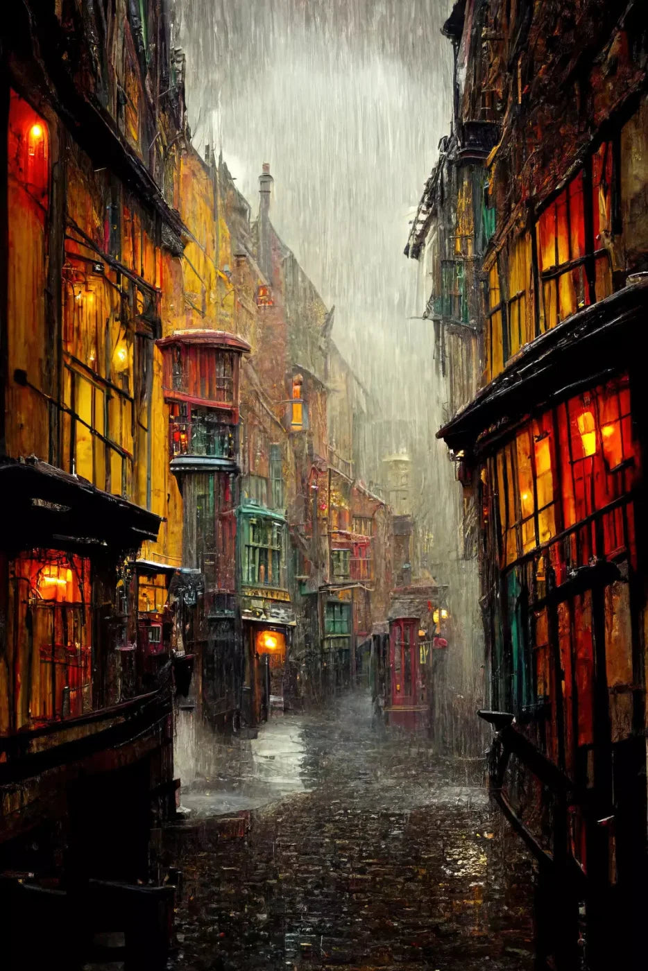 Wizard Rainy Alley Backdrop