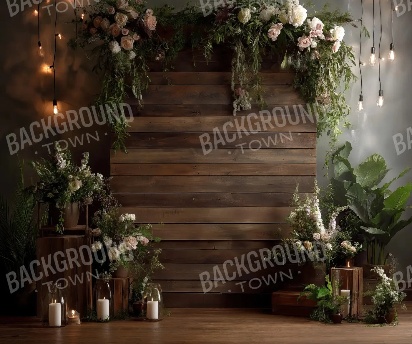 Wooden Wedding Setting 5’x4’2 Fleece (60 x 50 inch) Backdrop