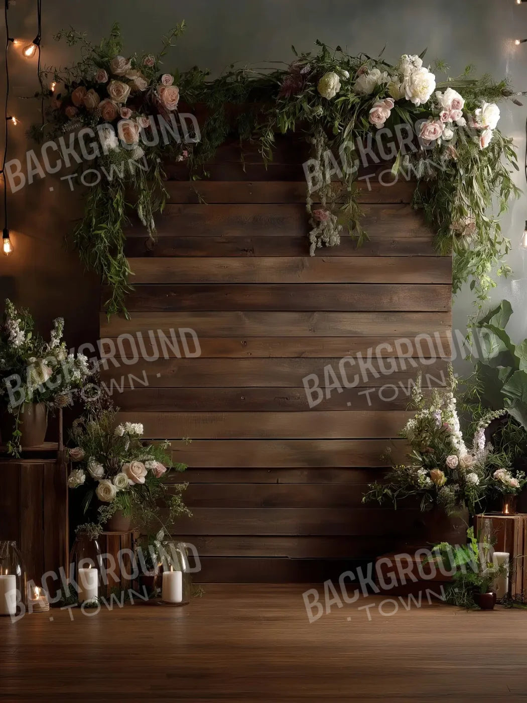 Wooden Wedding Setting 6’x8’ Fleece (72 x 96 inch) Backdrop