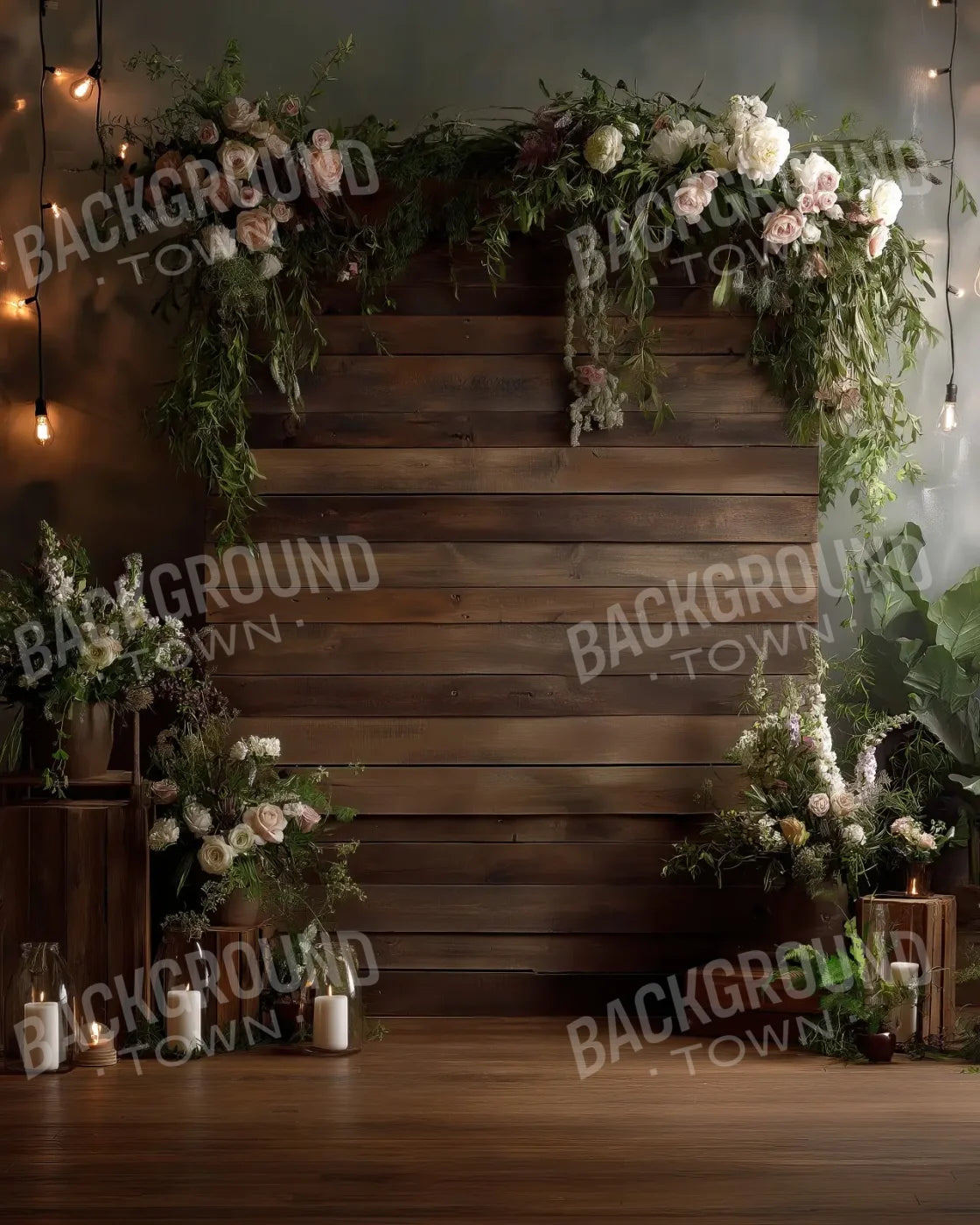 Wooden Wedding Setting 8’x10’ Fleece (96 x 120 inch) Backdrop