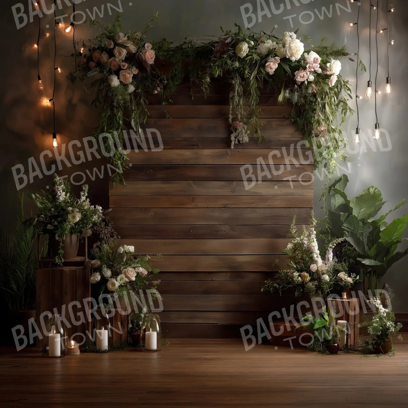 Wooden Wedding Setting 8’x8’ Fleece (96 x 96 inch) Backdrop