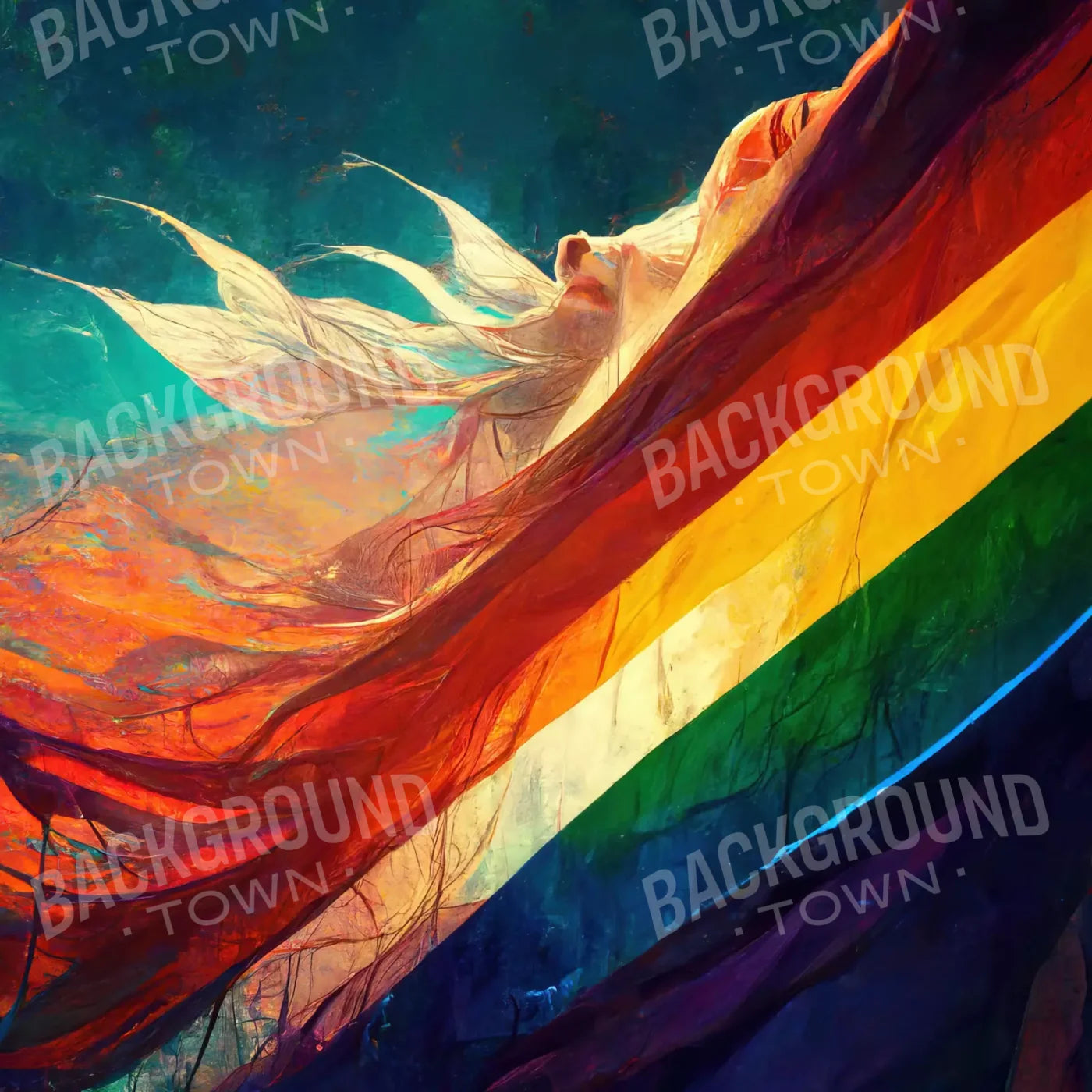 Waving Pride 8X8 Fleece ( 96 X Inch ) Backdrop