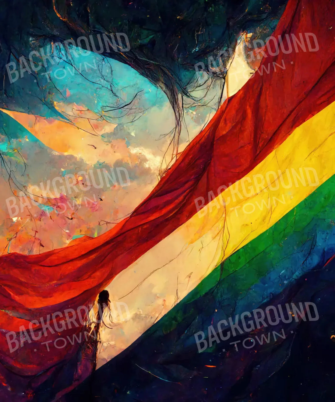 Blue, Red, Yellow, Green Backdrop for Photography