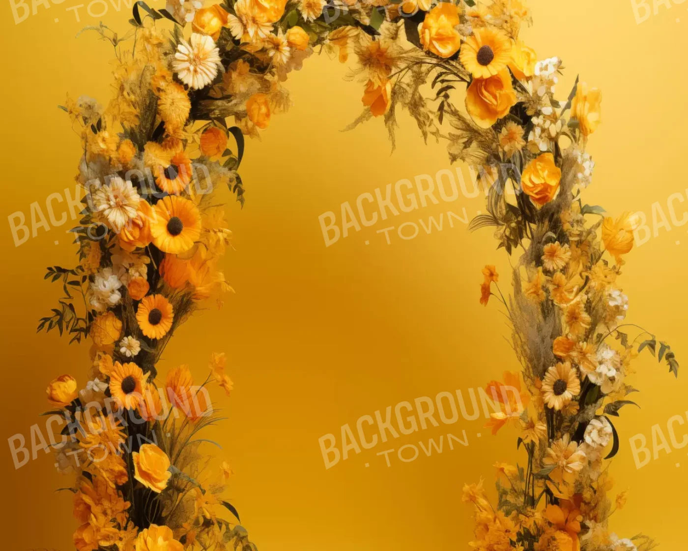 Yellow Studio Floral Arch 10’X8’ Fleece (120 X 96 Inch) Backdrop