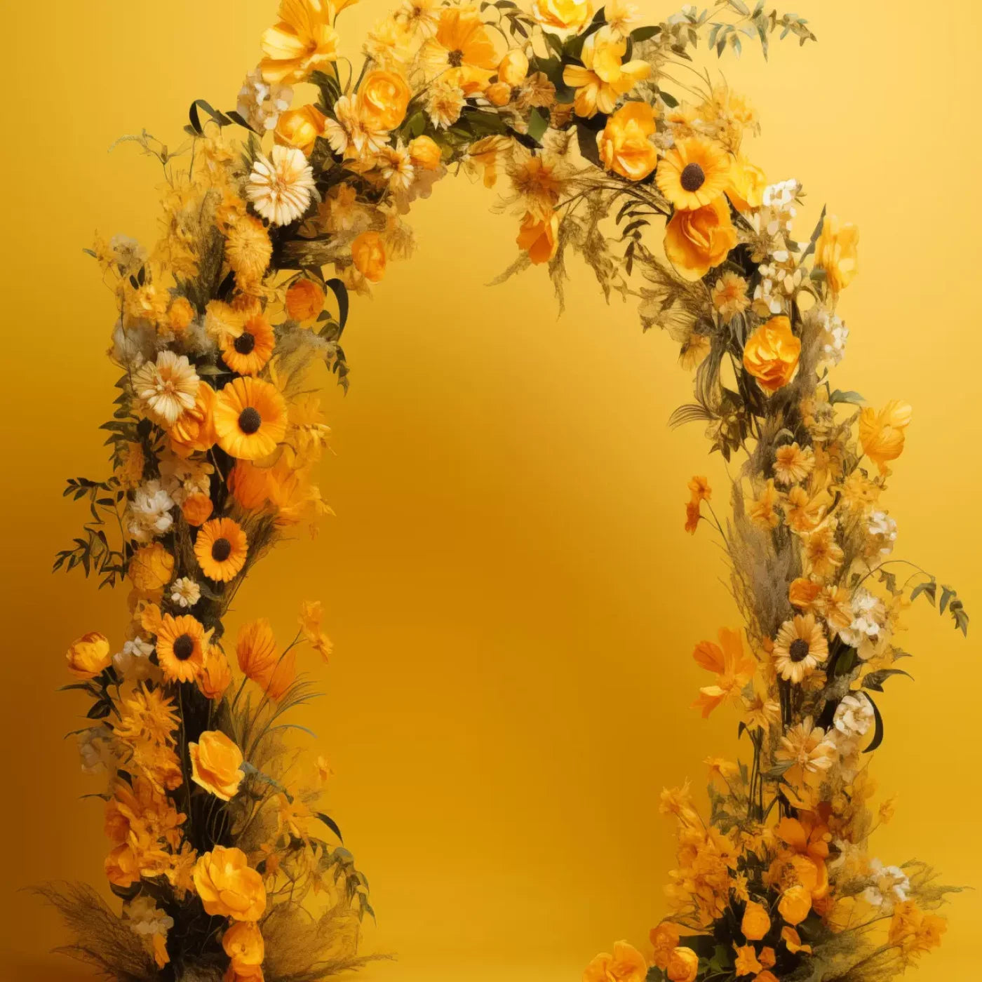 Yellow Studio Floral Arch 10’X10’ Ultracloth (120 X Inch) Backdrop
