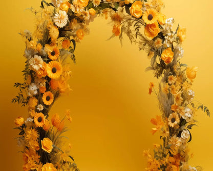 Yellow Studio Floral Arch 10’X8’ Fleece (120 X 96 Inch) Backdrop