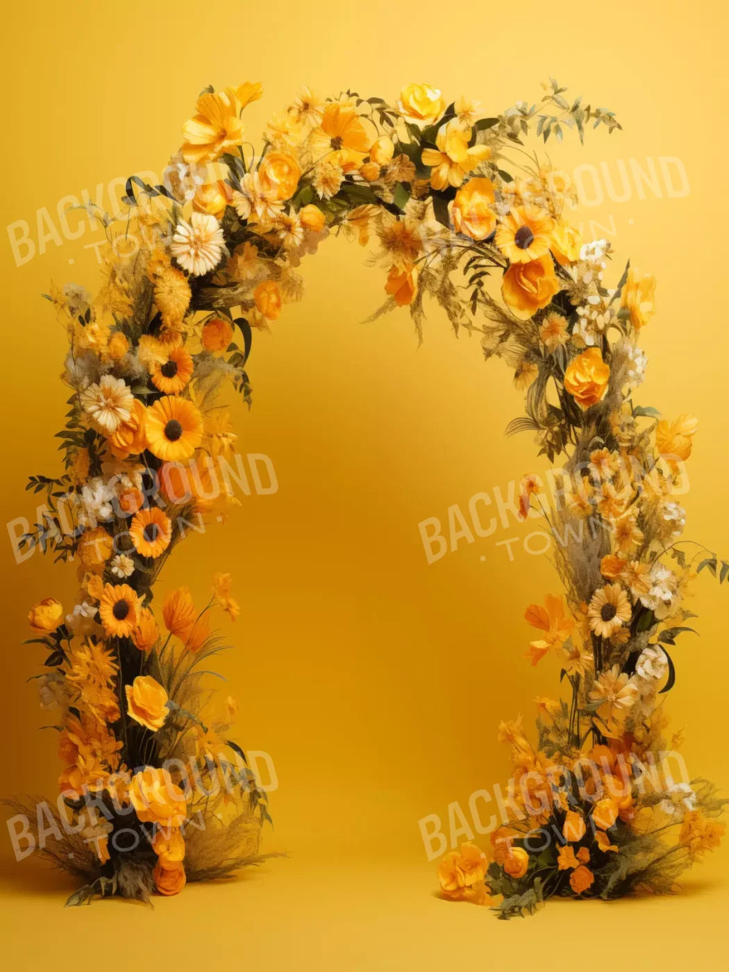 Yellow Studio Floral Arch 5’X6’8 Fleece (60 X 80 Inch) Backdrop