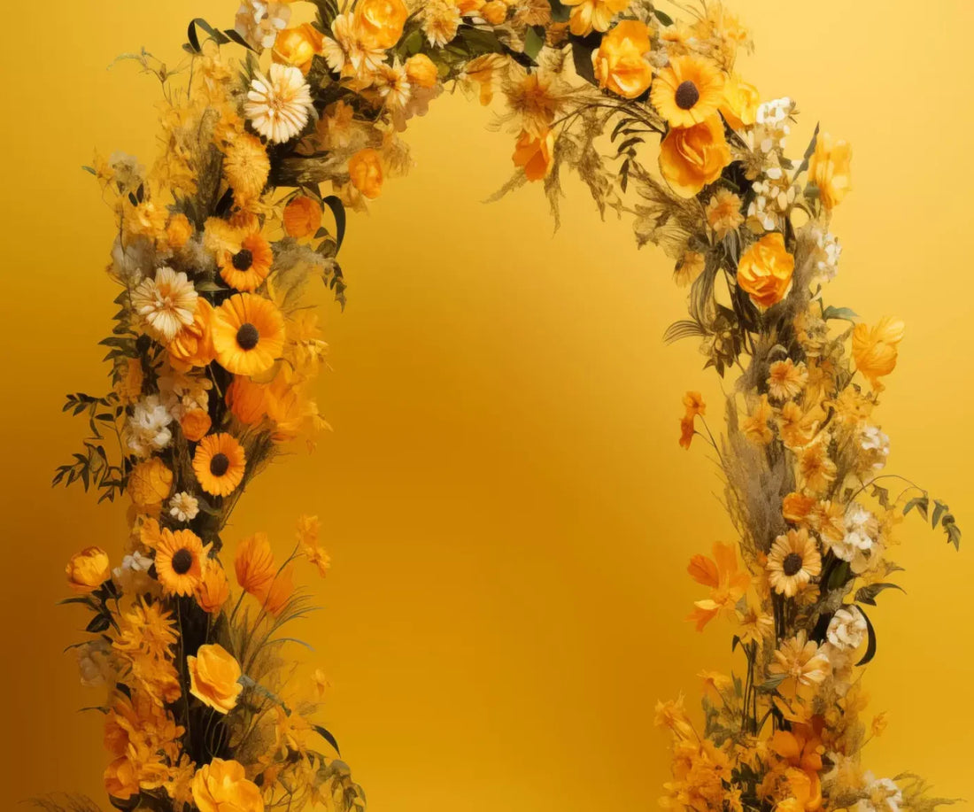 Yellow Studio Floral Arch 5’X4’2 Fleece (60 X 50 Inch) Backdrop